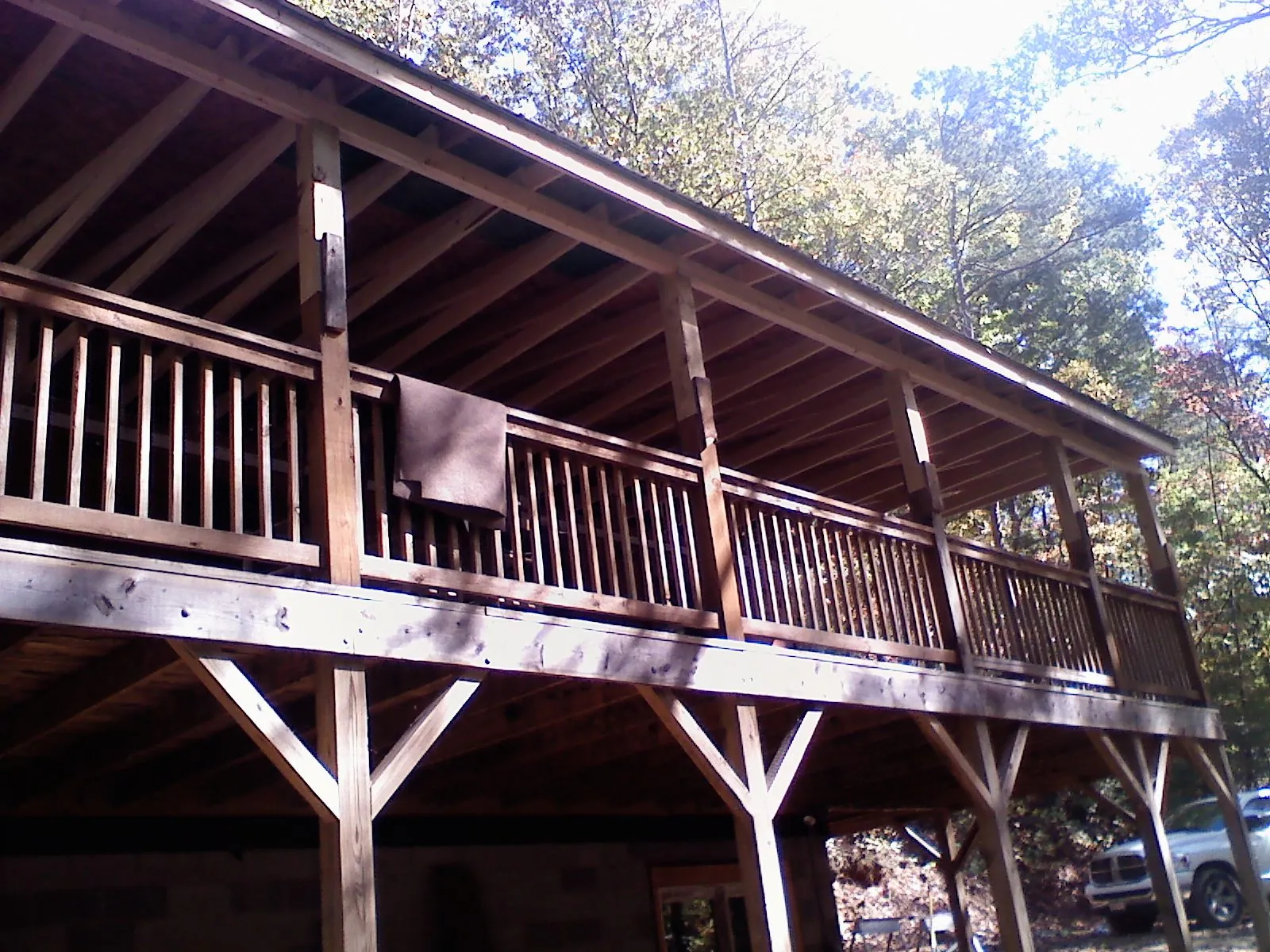 Timber framing under a new elevated porch and deck — Roof Leak Repair in Westlake by Roofing Brothers